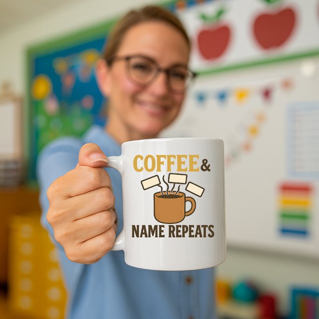 Mug de l'enseignant amusant simple; Nom de la sall (Créateur téléchargé)