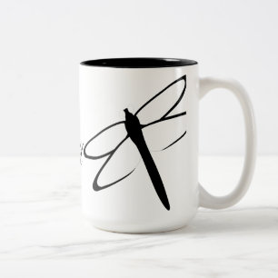 Mug de libellule noir et blanc monogramme