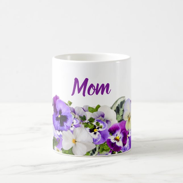 Mug de maman personnalisée aux fleurs violettes (Centre)