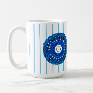 Mug de mandala bleu turquoise à rayures