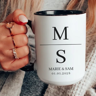 Mug de mariage minimaliste personnalisé, Cadeau po