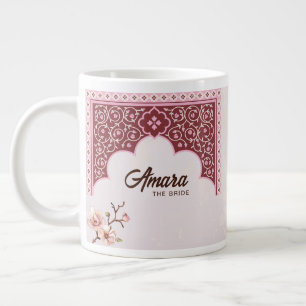 Mug de mariage personnalisé – Arche bordeaux et ro