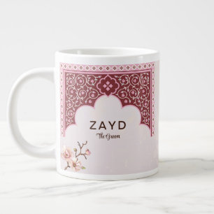 Mug de mariage personnalisé – Arche bordeaux et ro