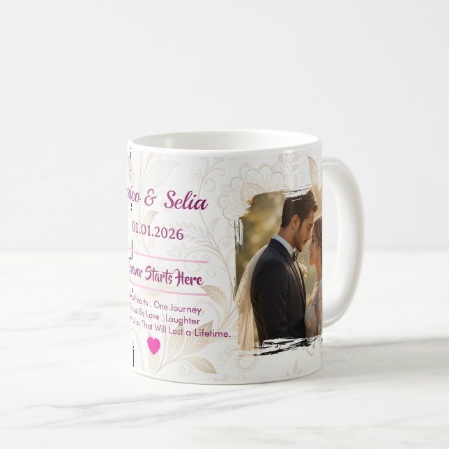 Mug de mariage personnalisé  | Couple personnalisé (Devant droit)