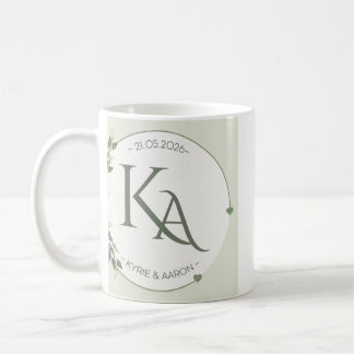 Mug de mariage personnalisé Initiales KA & Date