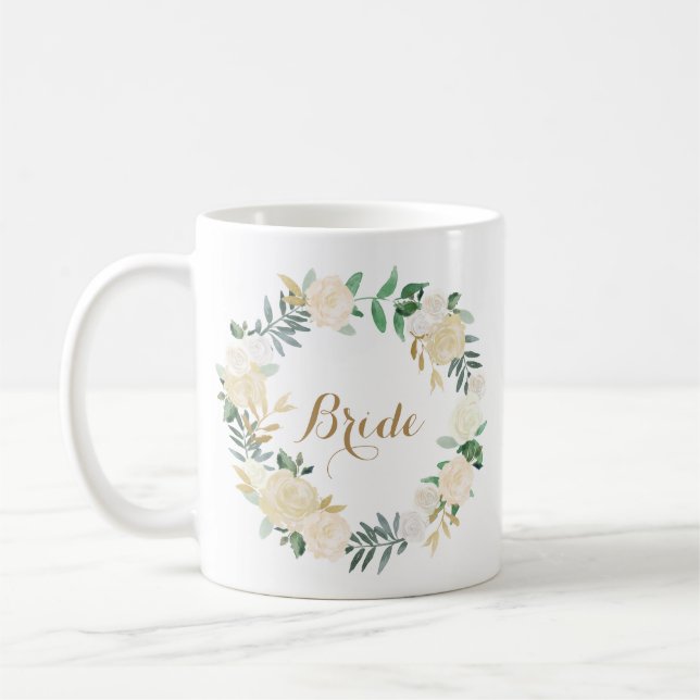 Mug de mariée du mariage blanc de la Fleur d'or (Gauche)
