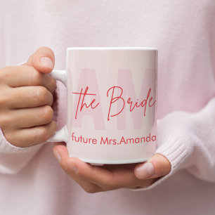 Mug de mariée personnalisée   Futur rose vif Mme.