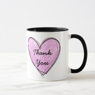 Mug de Merci au coeur rose et citation