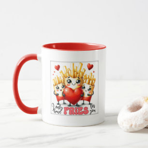 Mug De mignonnes frites aiment l'art typographique