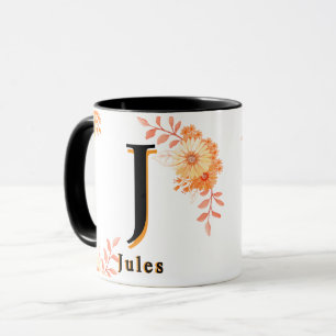 Mug de monogramme floral - Élégante Coupe de café