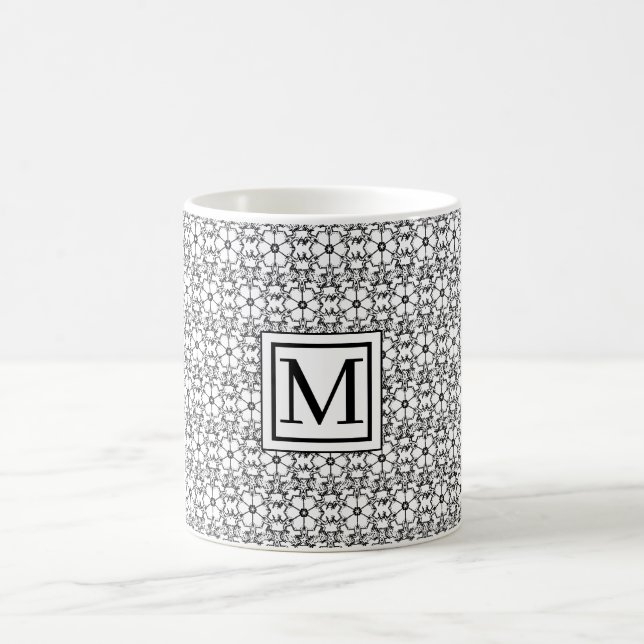 Mug de Motif de fleurs noir et blanc (Centre)
