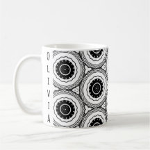 Mug de Motif du Cercle Abstrait noir blanc