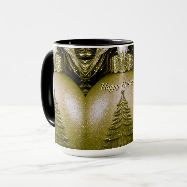 Mug de Noël arbre de fêtes doré (Devant gauche)