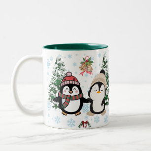 Mug de Noël aux manchots mignons