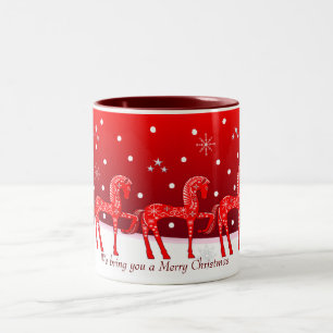 Mug de Noël avec des chevaux mignons et texte pers