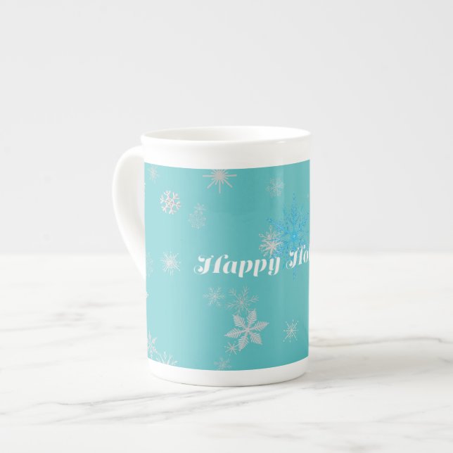 Mug de Noël bleu et blanc festif (Devant gauche)