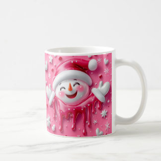 Mug de Noël bonhomme de neige rose mignon