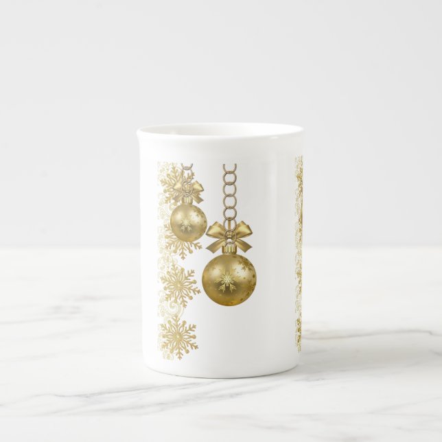 Mug de Noël, boules d'or (Devant)