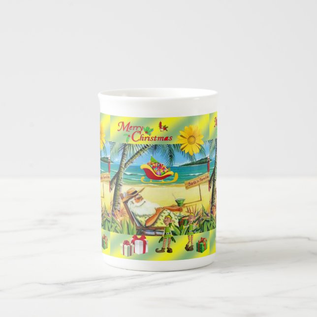 Mug de Noël, Bum de plage d'été Père Noël (Devant)