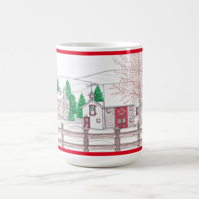 Mug de Noël de ferme en pierre de 15 oz (Centre)