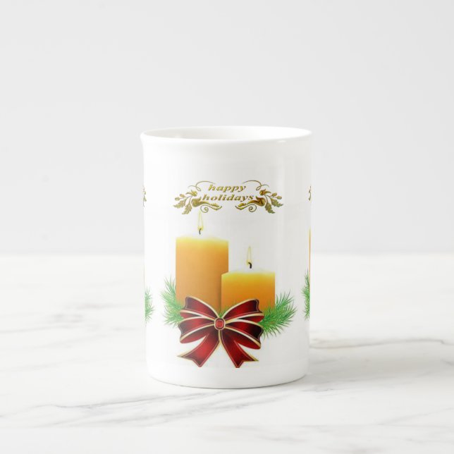 Mug de Noël, Joyeuses Fêtes, Bougie de Noël (Devant)