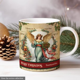 Mug de Noël personnalisé Ange vintage Accent de fê