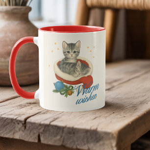 Mug de Noël personnalisé avec chaton vintage