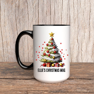 Mug de Noël personnalisé en forme de sapin pour fe