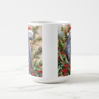 Mug de Noël pour perroquet gris africain