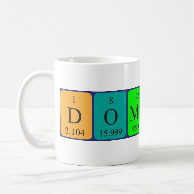 Mug de nom de table périodique Domonkos (Gauche)