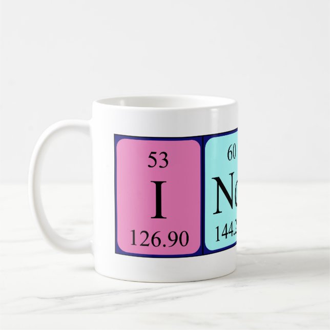 Mug de nom de table périodique Indira (Gauche)
