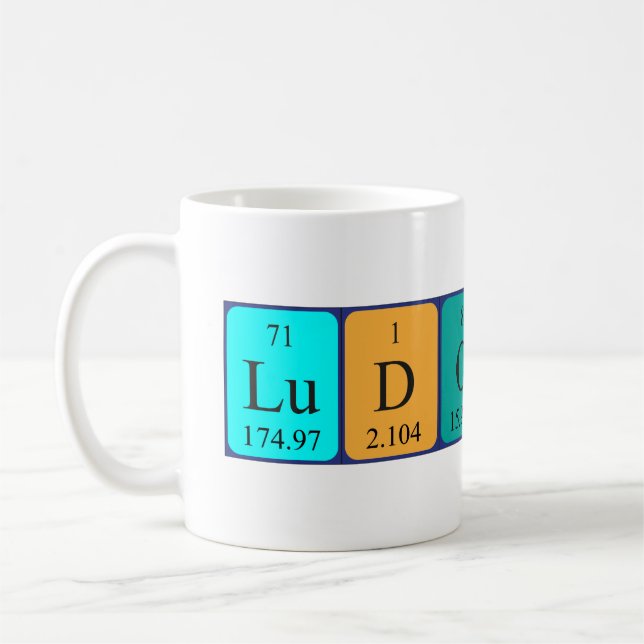 Mug de nom de table périodique Ludovic (Gauche)