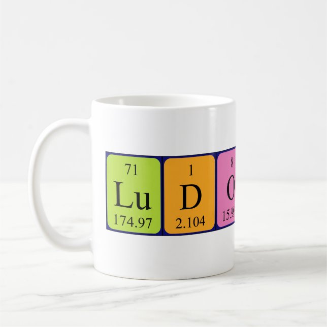 Mug de nom de table périodique Ludovic (Gauche)