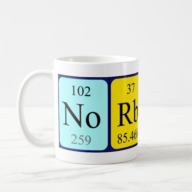 Mug de nom de table périodique Norbert (Gauche)