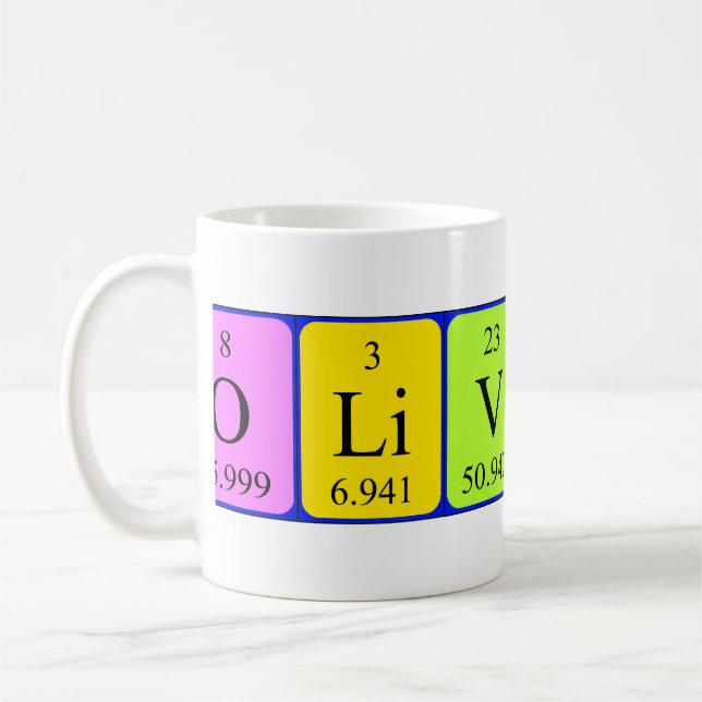 Mug de nom de table périodique Oliviero (Gauche)