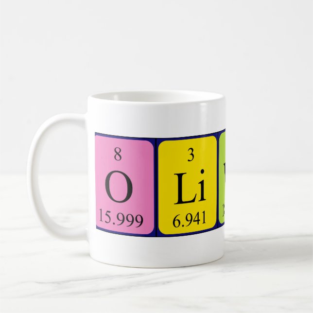 Mug de nom de table périodique Oliwier (Gauche)