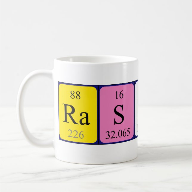 Mug de nom de table périodique Rashid (Gauche)