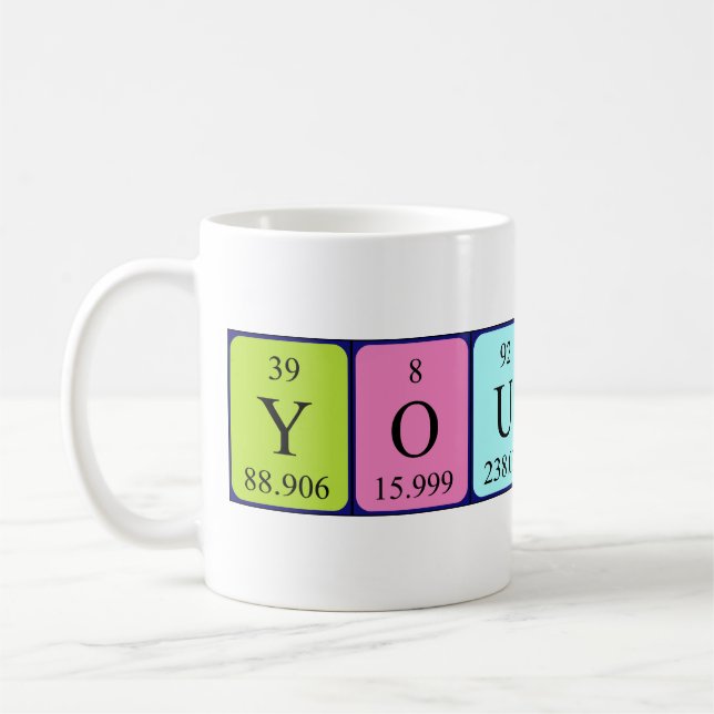 Mug de nom de table périodique Youssra (Gauche)