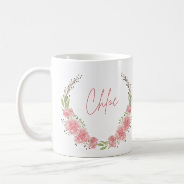 Mug de nom floral personnalisé (Gauche)
