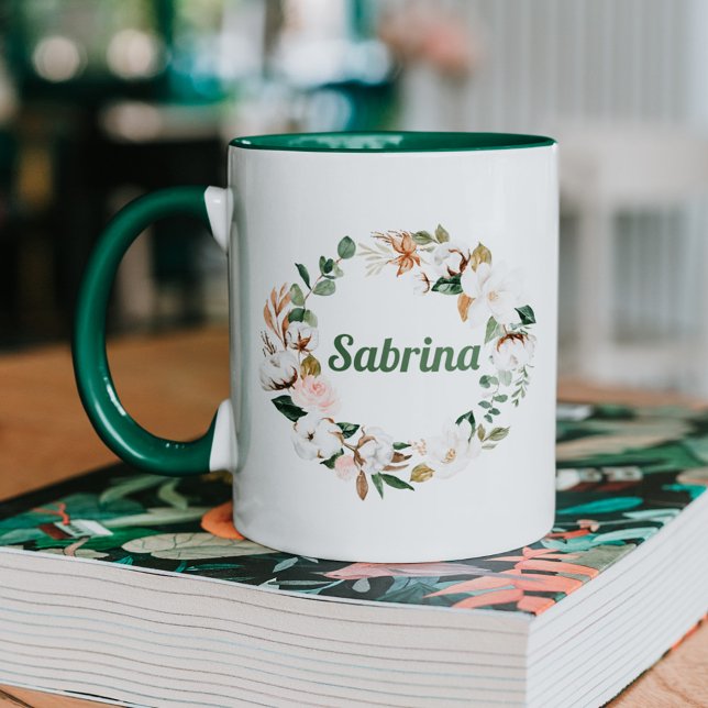 Mug de nom floral personnalisé | Cadeaux pour dome (Créateur téléchargé)