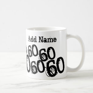 Mug de noms personnalisés en noir 60e anniversair