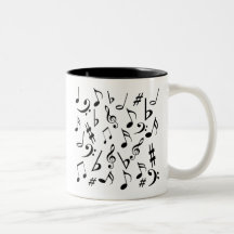 Mug de notes musicales - blanc et noir