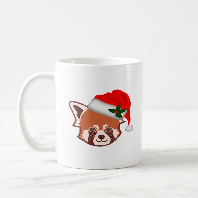 Mug de panda rouge de Noël personnalisé (Gauche)