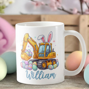 Mug de Pâques personnalisé avec nom et excavatrice