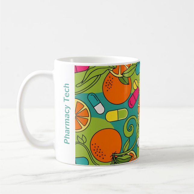 Mug de pharmacie personnalisée Oranges rétro (Gauche)