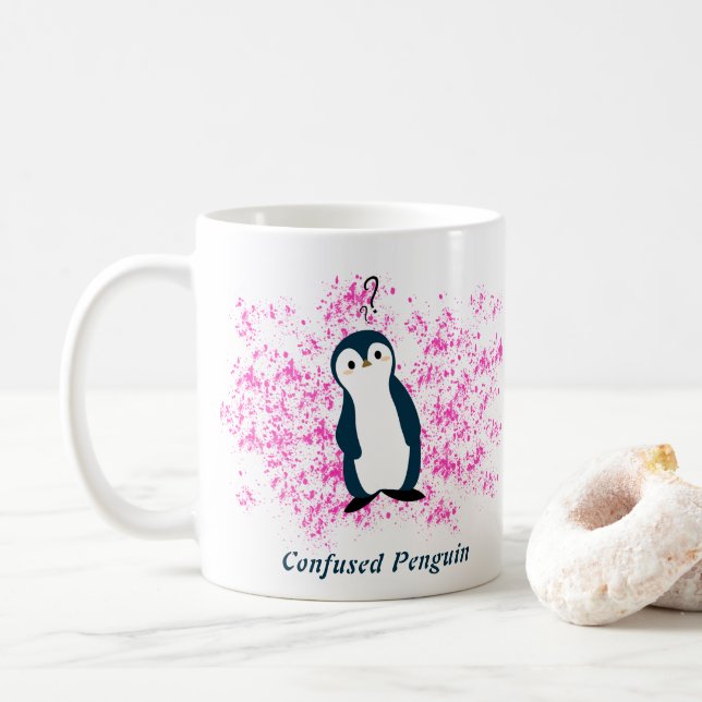 Mug de pingouin confus (Avec donut)