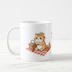 Mug de pique-nique chat roux vintage Kawaii