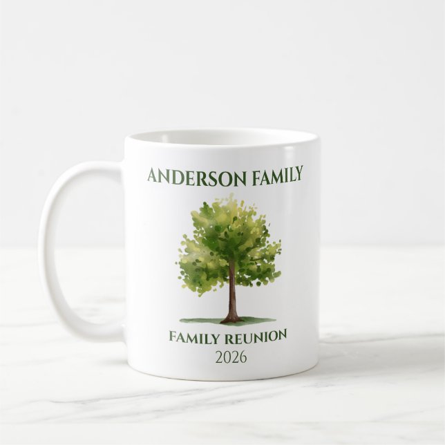 Mug de réunion d'arbre généalogique personnalisé (Gauche)