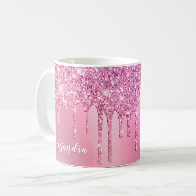 Mug De superbes gouttes d'or rose rose et de parties s (Devant gauche)