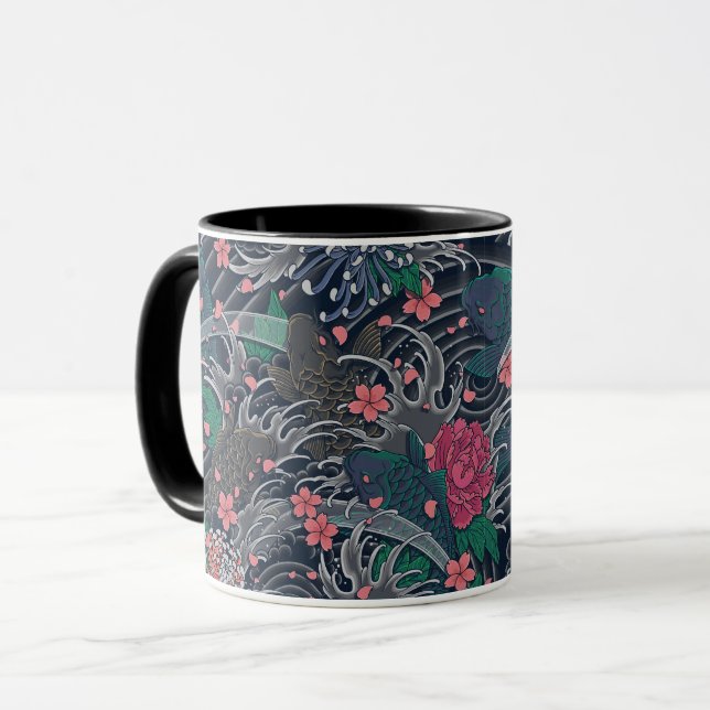 Mug de tatouage Koi foncé (Devant gauche)